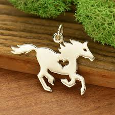 sterling silver horse charm with heart