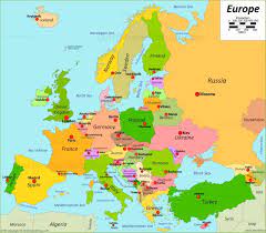 Istanbul, moscow, london, saint petersburg, berlin, madrid, kiev, rome, paris, minsk, bucharest, vienna, hamburg, budapest, warsaw. Map Of Europe With Capitals Europe Map Printable Europe Map Map
