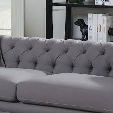 Grey Linen 3 Seater Chesterfield Sofa