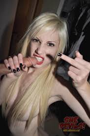 Shaved Pale Blonde Girlfriend Hillary with Black Nails Giving.