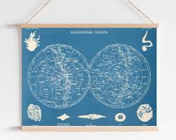 Planisphere Celeste Star Chart Printable Astronomy Poster Celestial Chart Map Stars Constellations Nursery Room Print Digital Sky Stars Map