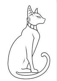 A traditional egyptian image shows the head and lower body viewed from the side, with the eye and upper body viewed from the front. Egyptian Cat Egypt Tattoo Egyptian Cats Egyptian Drawings