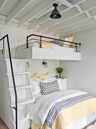 white and yellow loft bed over queen