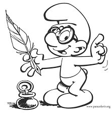 Smurfette, brainy smurf with a rabbit. Printable Smurf Pictures Coloring Home