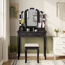 makeup vanity set with lighted tri