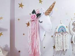 Unicorn Head Wall Mount Plush Girls