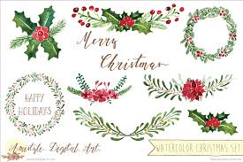 Watercolor Christmas Flowers Amistyle Digital Art