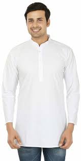 white cotton short mens kurta shirt