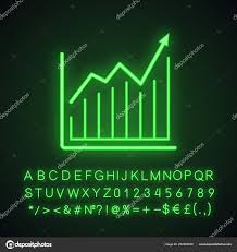 Market Growth Chart Neon Light Icon Statistics Diagram