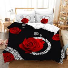 Red Rose Duvet Cover Set Twin Size 3d