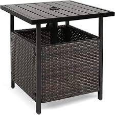 Square Wicker Outdoor Black Side Table