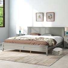 urtr 80 in w gray modern king size platform bed frame with headboard and footboard wood bed frame and center support legs