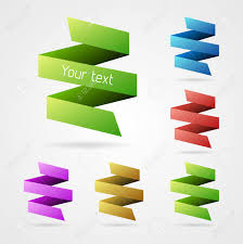 Set Of Clean Vector Color Fold Ribbon Elements Royalty Free Cliparts