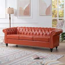 Chesterfield 84 65 In W Rolled Arm Pu