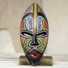 West African Wood Beaded Wall Mask From