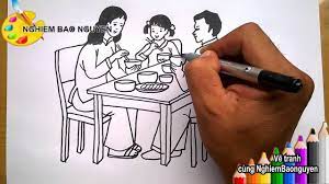 Vẽ gia đình bé đang ăn cơm/How to draw Family is eating - YouTube