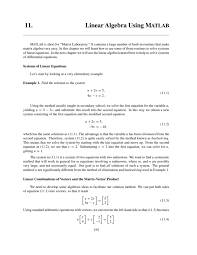 11 Linear Algebra Using Matlab