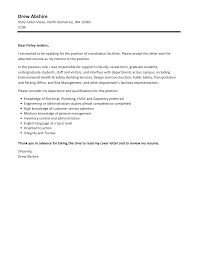 coordinator facilities cover letter