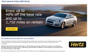 Expired Up To 2750 United Miles Per Hertz Booking