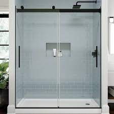 Delta Classic 500 56 In W 60 In W X 71 1 8 In H Sliding Frameless Shower Door In Matte Black With Clear Glass