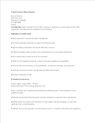 Free Project Finance Officer Resume Templates At