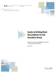 Guide To Writing Work Descriptions For The Executive Group