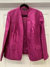 Details About Jones New York Collection Woman Dress Jacket Sz 14w Hot Pink Silk Blend