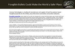 Ppt Frangible Bullets Could Make The World A Safer Place