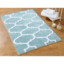 cotton bath rug set in arctic blue