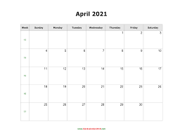 Print and list all your holidays and notes. Blank Calendar For April 2021
