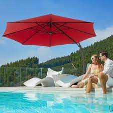 11 Ft Red Deluxe Patio Umbrella With