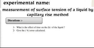 Solved experimental name: measurement of surface tension of | Chegg.com