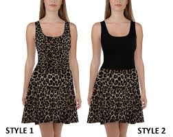 Flared Skirt Dress Leopard Spot Big Cat Animal Print 2 Style Variations Allow 10 Days To Receive See Size Chart Last Image