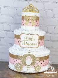 Princess Cake For Baby Shower Princess Baby Shower Cake Gold Baby  gambar png