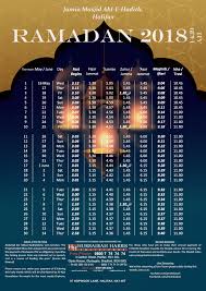 Ramadan Timetable Jamia Masjid Ahl E Hadith