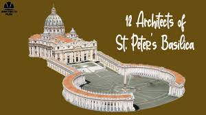 The basilica is cruciform in shape, with an elongated nave in the form of a latin cross, adapted from the original greek cross by successive architects. 12 Architects Of St Peter S Basilica History Of Architecture Youtube