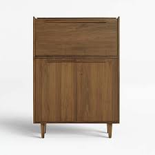 tate walnut lighted bar cabinet with