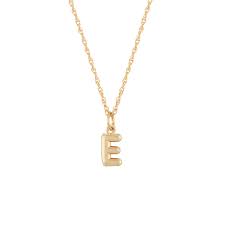 14k yellow gold letter e pendant with