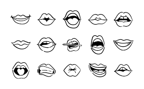 fif mouths pop art line style icons