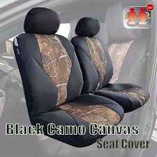 Camo Black Canvas Car Seat Covers