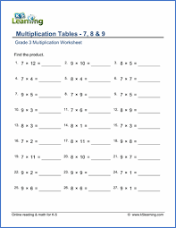 Grade 3 Multiplication Worksheets Free Printable K5
