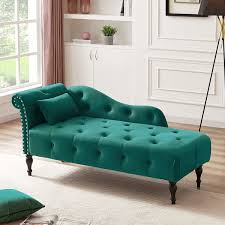 tufted upholstered velvet chaise lounge
