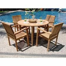 Brown Wooden Outdoor Table Set