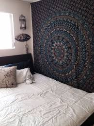 navy hipster room with tapestry room
