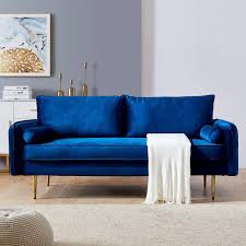 Sears carries a wide variety of small sofas for rooms tight on space. Blue Velvet Sofa 71 Fabric Sofa Couch For Living Room Modern Upholstered Sofas With Solid Wood Frame And Metal Golden Leg Velvet Loveseat Sofa Couch For Small Spaces And Office L1173