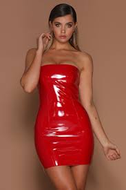Hailey Baldwin rocks strapless wet look red mini dress Daily.