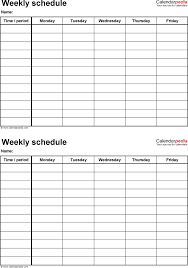 Free Weekly Schedule Templates For Word 18 Premieredance