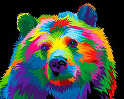 Colorful Pop Art Bear Animals Paint