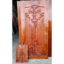 finished kerala teak hinged wooden door