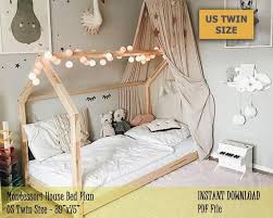 This way we could use his crib for our second baby. Twin Bed Frame Kids Bedroom Montessori Canopy Bed Plan For Toddler Montessori Bedroom Children Bed Full Size Bed Diy Plan Wood Bed Kits How To Craft Supplies Tools Tomtherapy Co Il